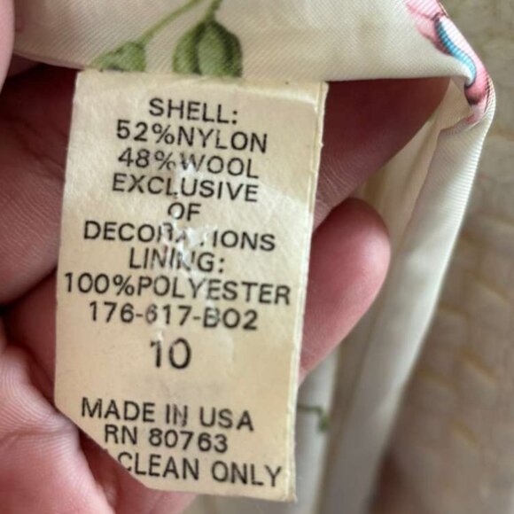 Y2K Moda Women Wool Coat with Faux Fur Collar Cream Size 10 - Picture 7 of 14